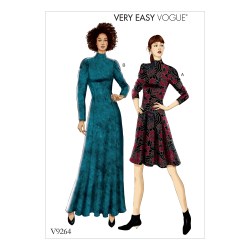 9264 VOGUE VERY EASY FIT PRINCESS LONG SLEEVE KNIT DRESS LENGTHS PATTERN 14-22